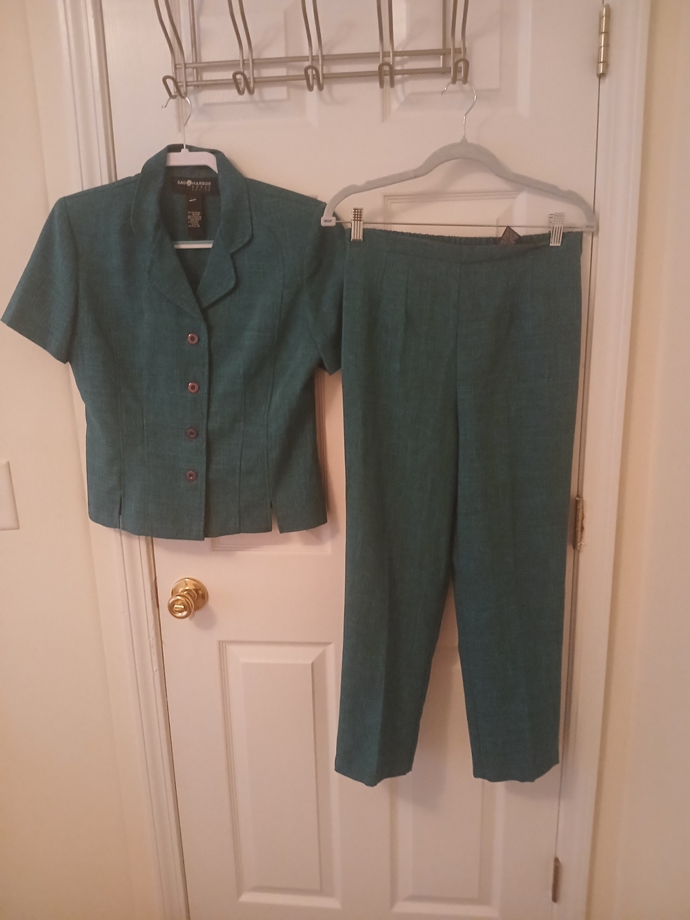 Sag Harbor Teal Short-Sleeve Pant Suit - Classic Two-Piece Set